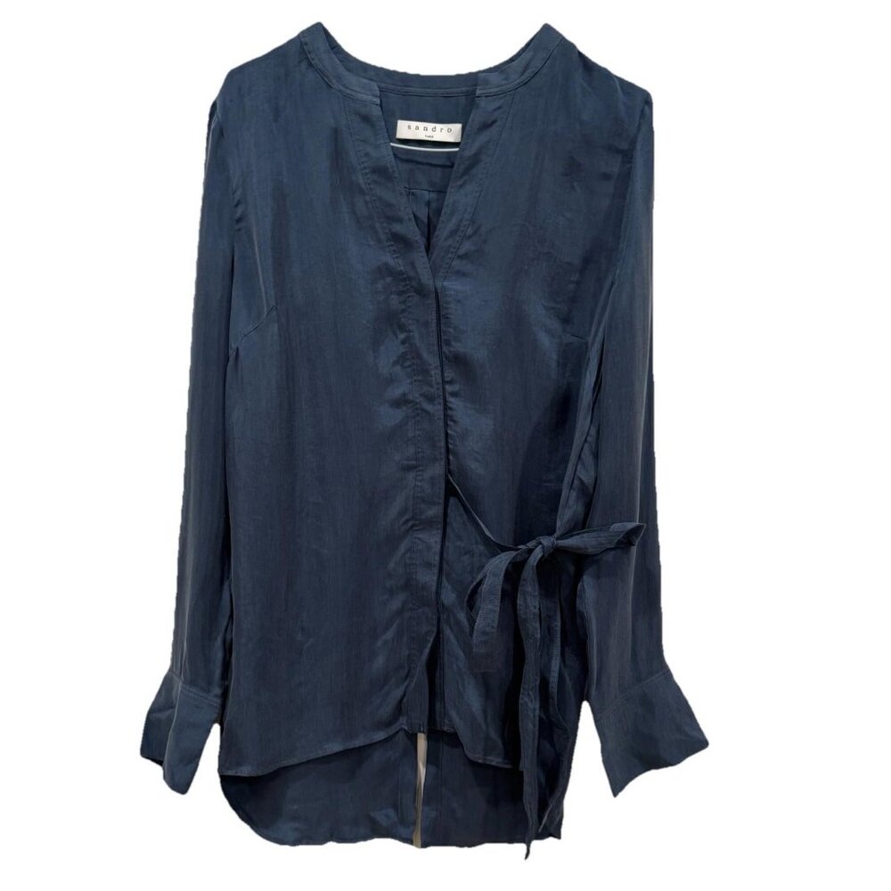 Sandro Women's Blue‎ 100% Cupro (20” Pit To Pit) M? See Photos Wrap Flowy